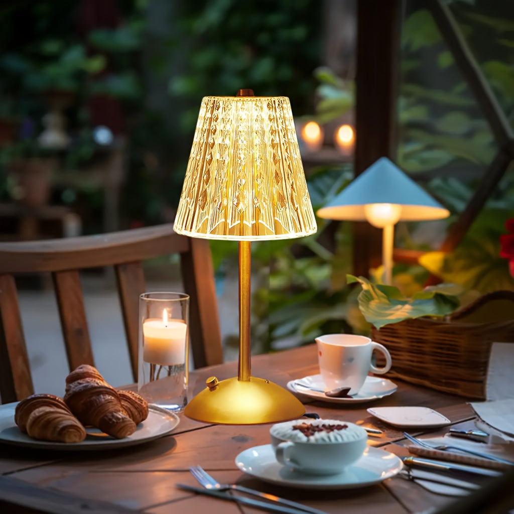 Faceted Crystal-Effect Touch Table Lamp