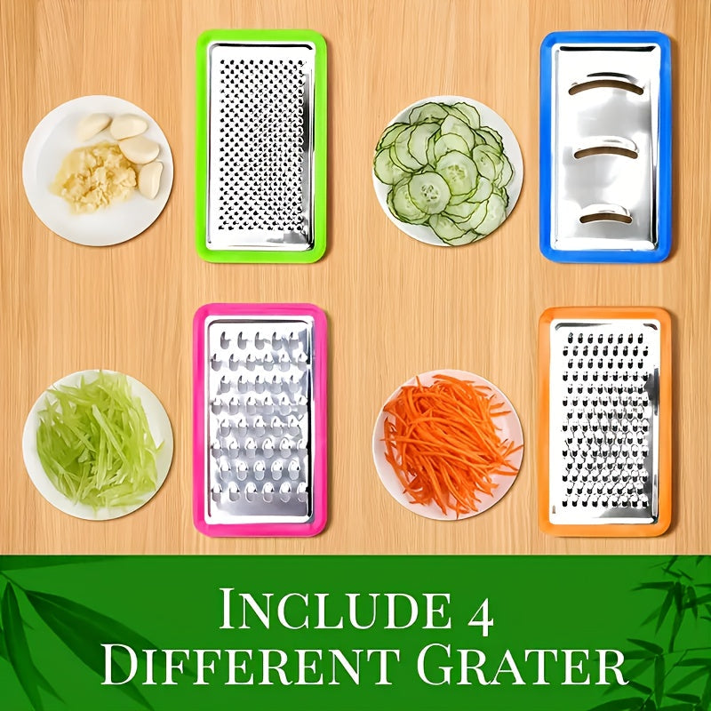 Bamboo Cutting Board with Trays & Graters