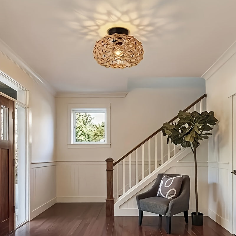Bohemian Handwoven Hemp Rope Ceiling Light