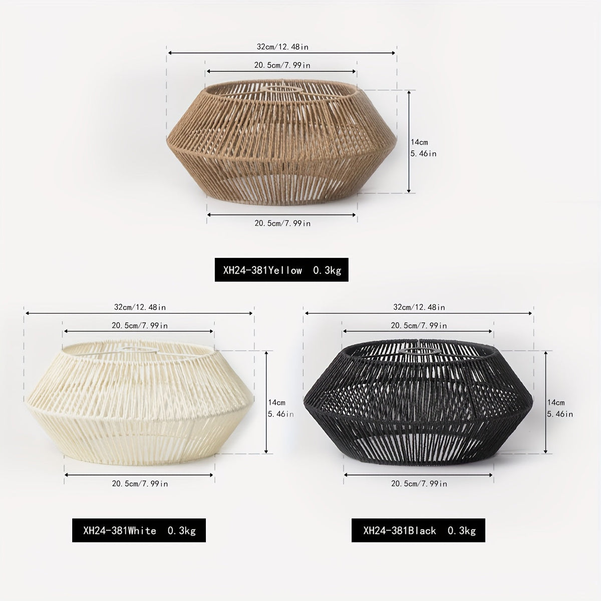 Geometric Handwoven Paper Rope Pendant Shade