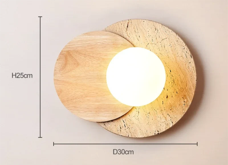 Wabi-Sabi Stone & Wood Wall Lamp
