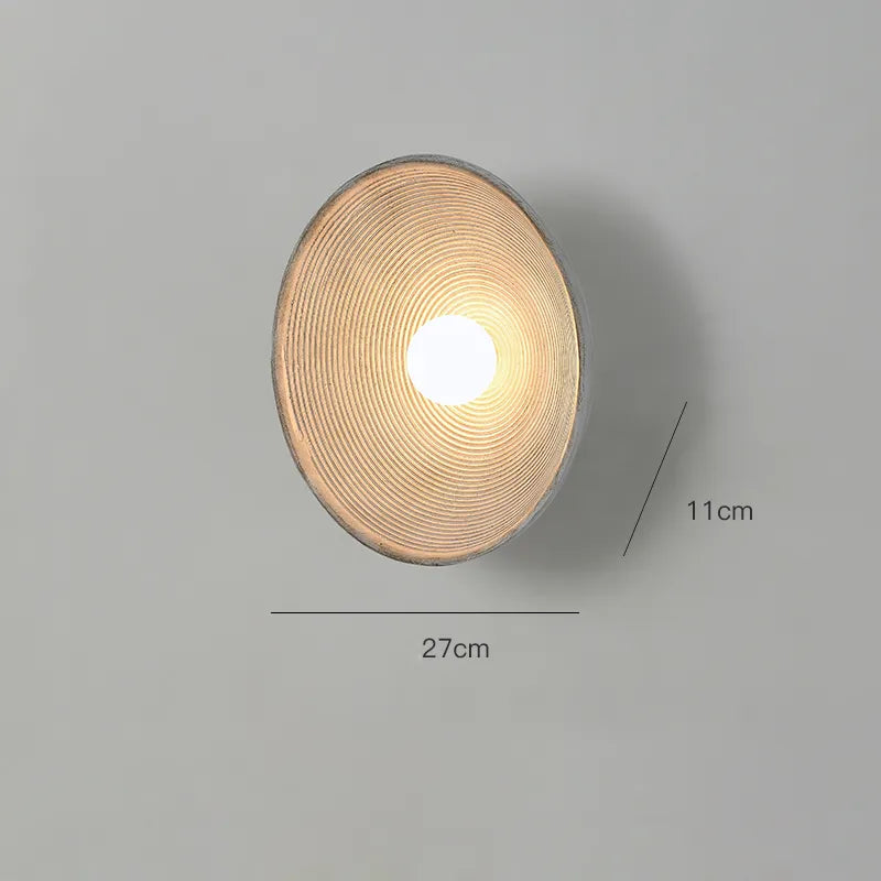 Rustic Wood-Effect Circular LED Wall Sconce