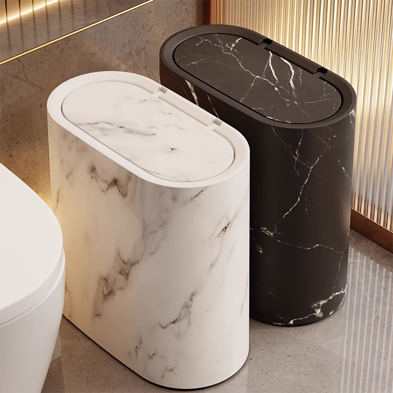 Marble Pattern Oval Bin with Lid