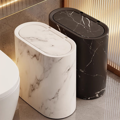 Marble Pattern Oval Bin with Lid