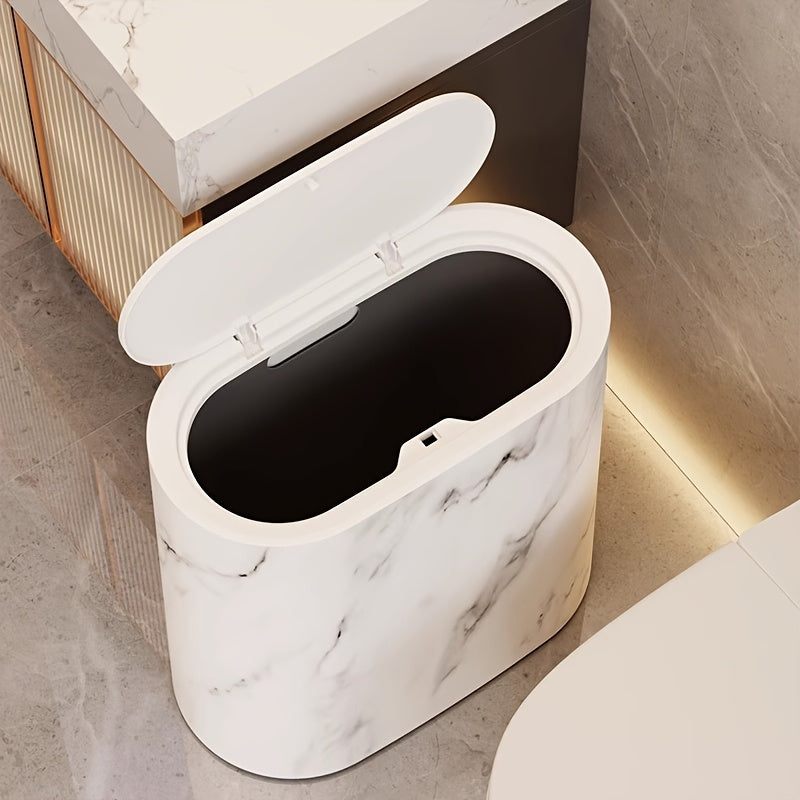 Marble Pattern Oval Bin with Lid
