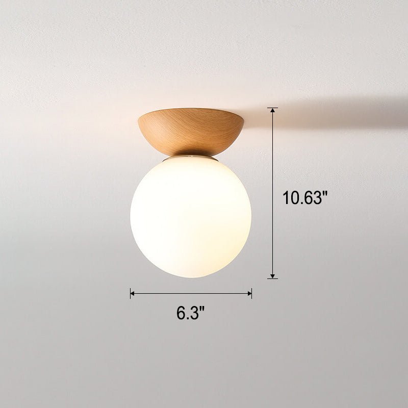 Deckenleuchte aus japanischem Holz und Milchglas