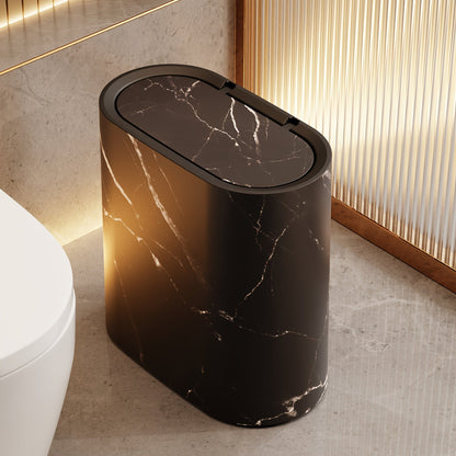 Marble Pattern Oval Bin with Lid