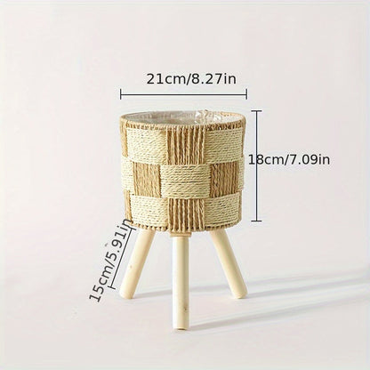 Bohemian Woven Bamboo Planter Stand