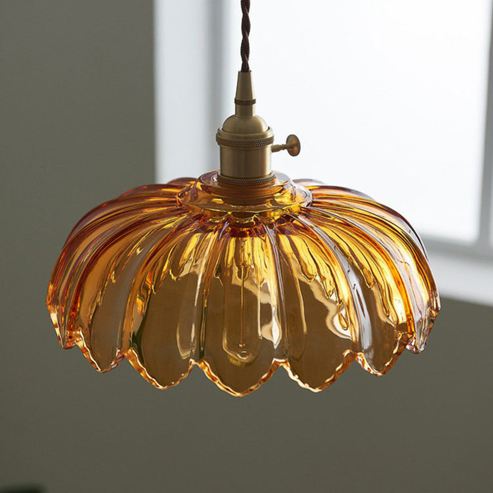 Vintage Blumen-Glaspendelleuchte
