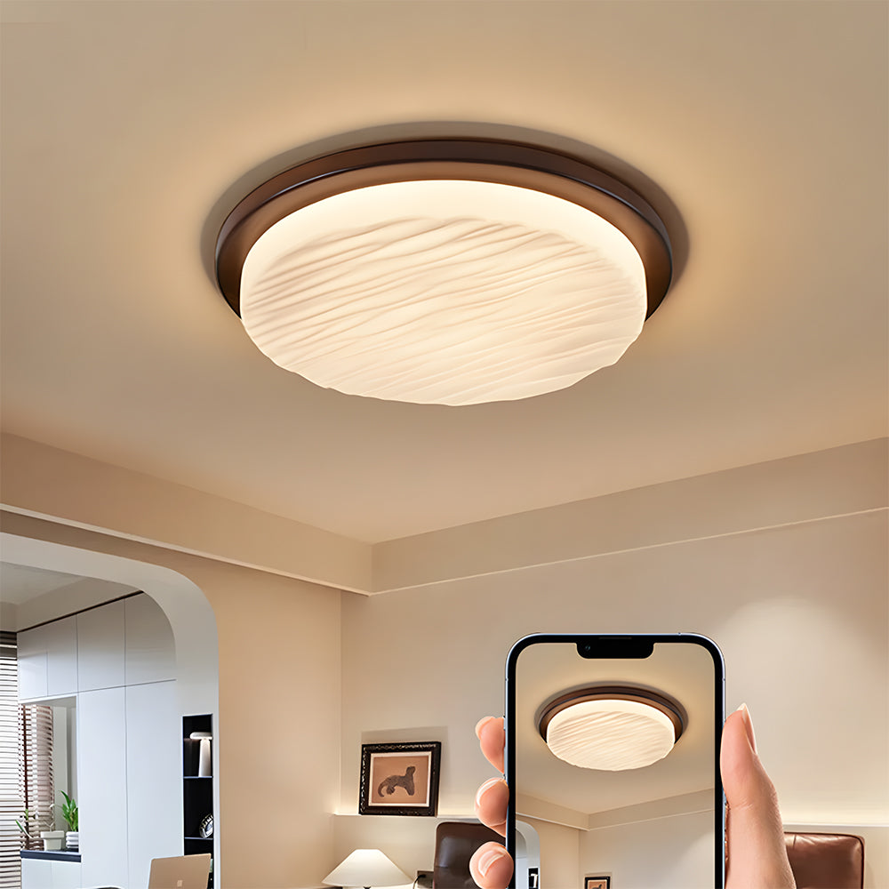 Art-Déco-Deckenleuchte aus geformtem Glas mit LED
