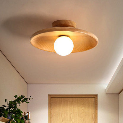 Modern Wooden Bowl Ceiling Light