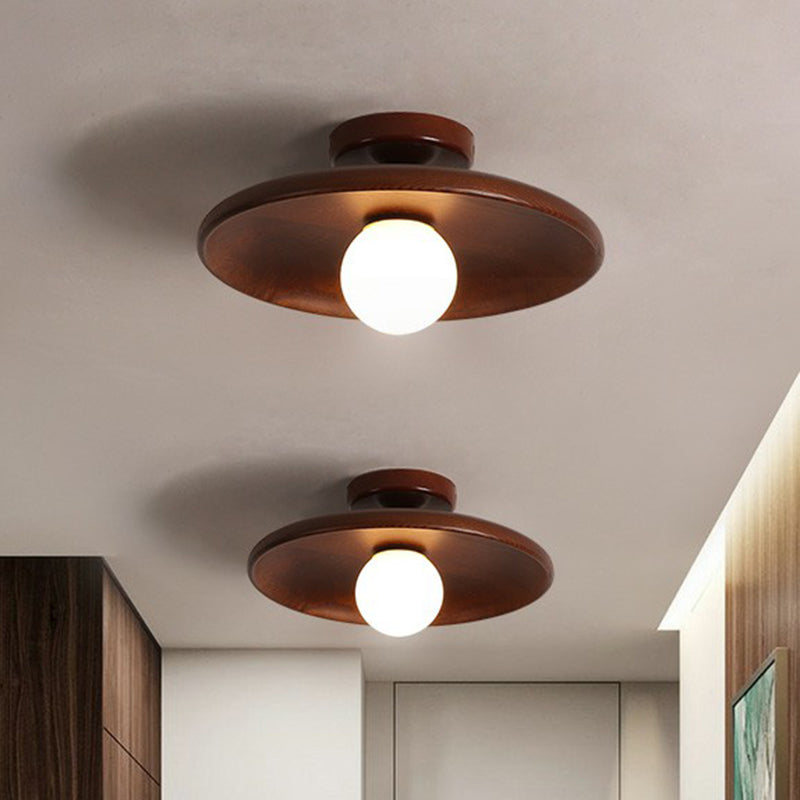 Modern Wooden Bowl Ceiling Light