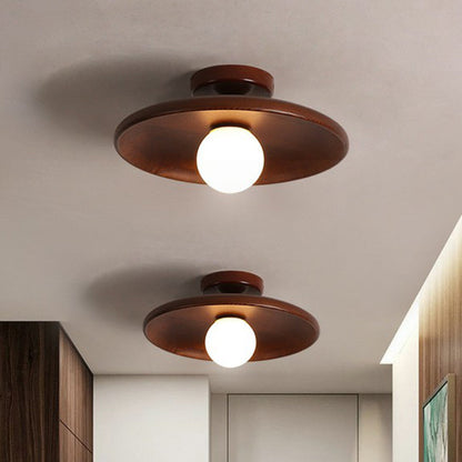 Modern Wooden Bowl Ceiling Light