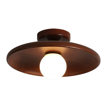 Modern Wooden Bowl Ceiling Light