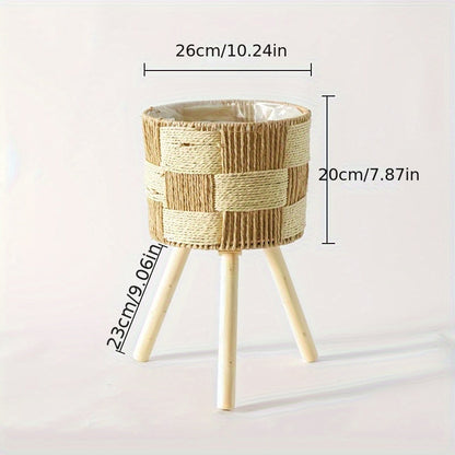 Bohemian Woven Bamboo Planter Stand