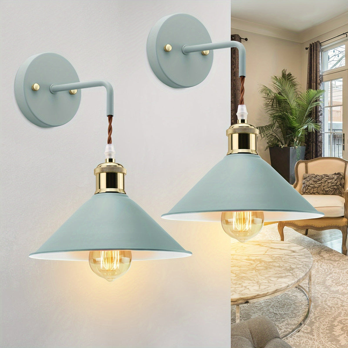 Industrial Metal Wall Sconce (Set of 2)