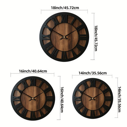 Vintage Wooden Roman Numeral Wall Clock