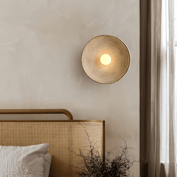 Rustic Wood-Effect Circular LED Wall Sconce