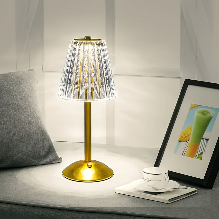 Faceted Crystal-Effect Touch Table Lamp