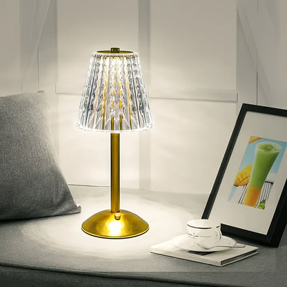 Faceted Crystal-Effect Touch Table Lamp