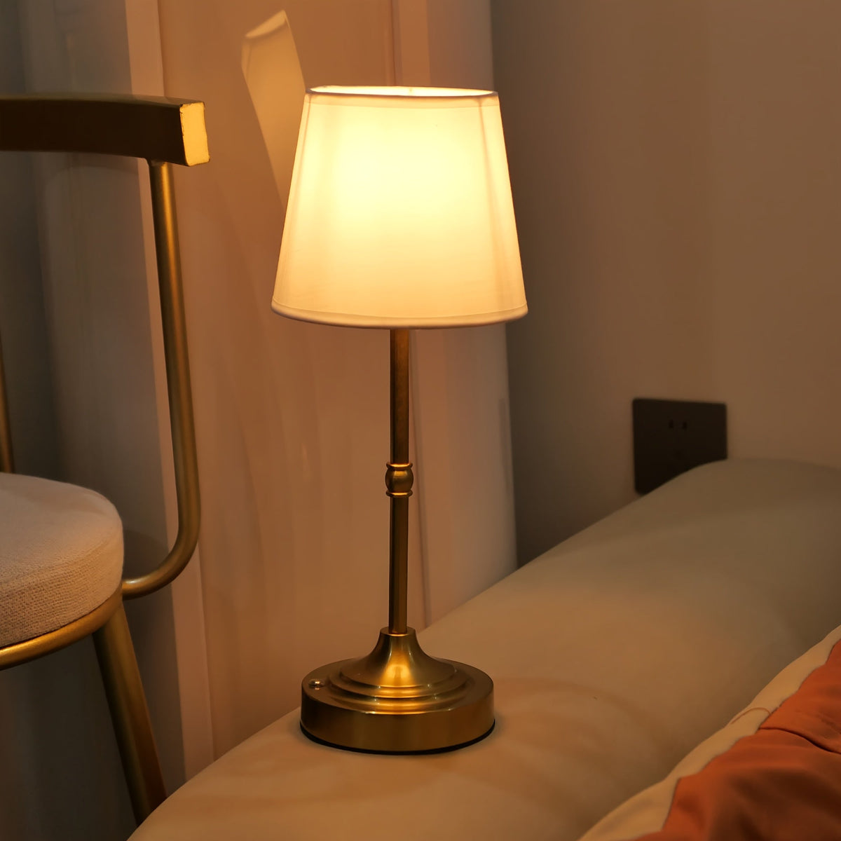Dimmable Cordless Fabric Shade Table Lamp