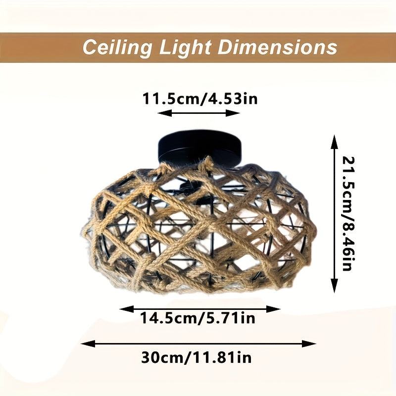 Bohemian Handwoven Hemp Rope Ceiling Light