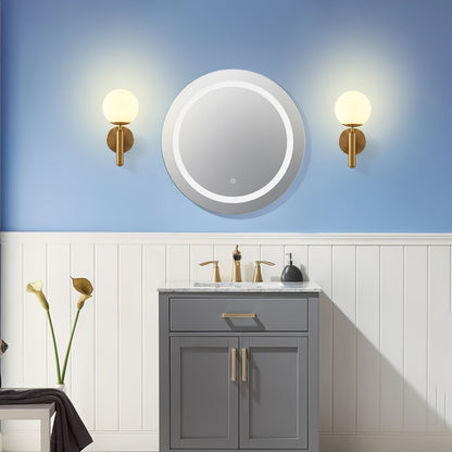 Polished Metal Frosted Globe Wall Sconce