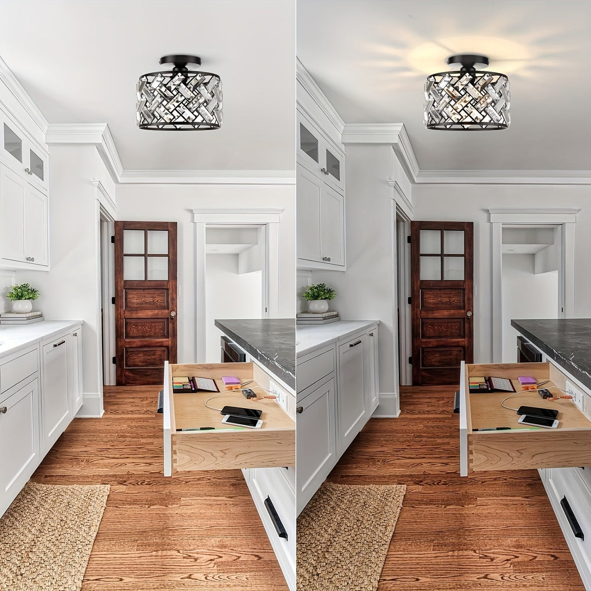Crystal Semi Flush Mount Ceiling Light