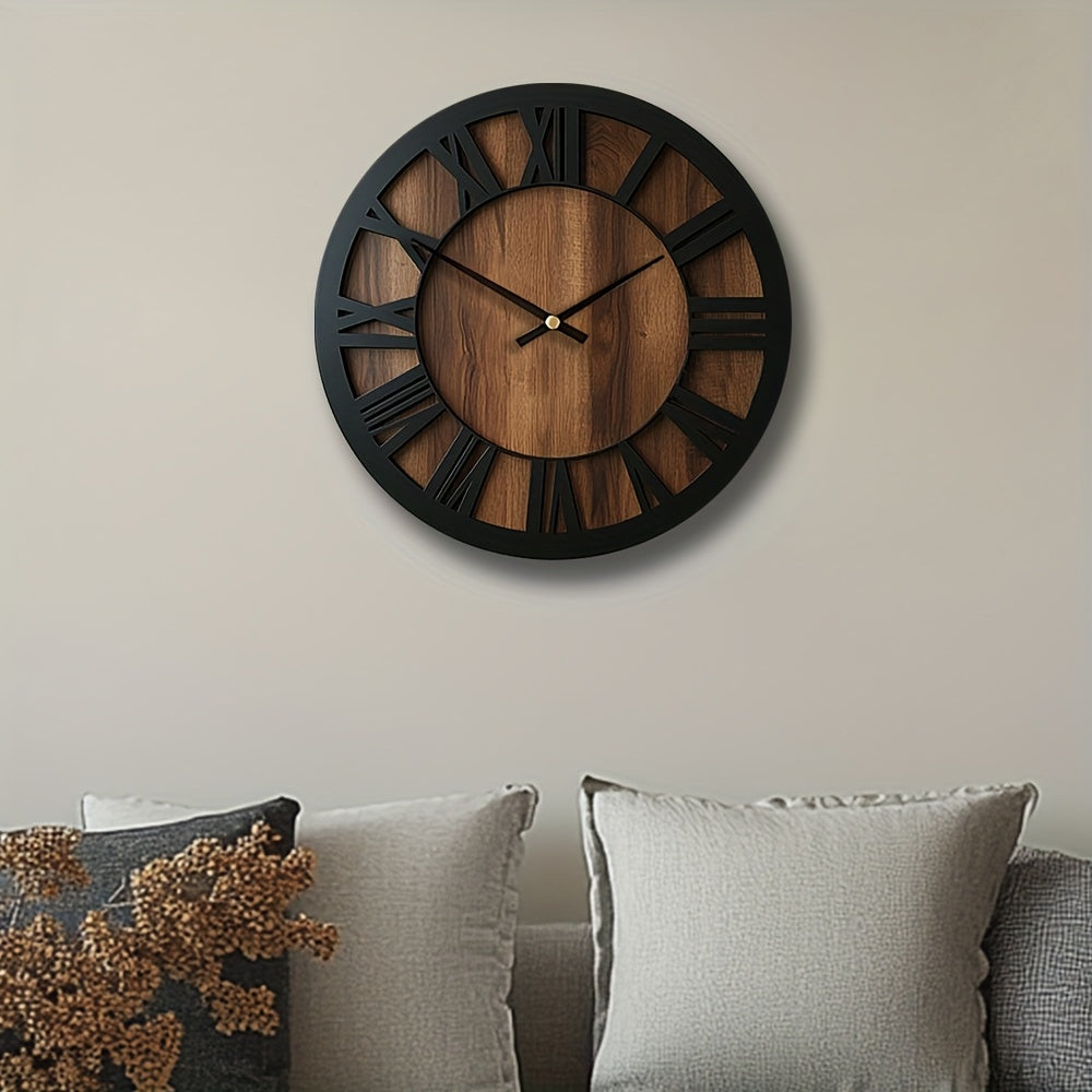 Vintage Wooden Roman Numeral Wall Clock