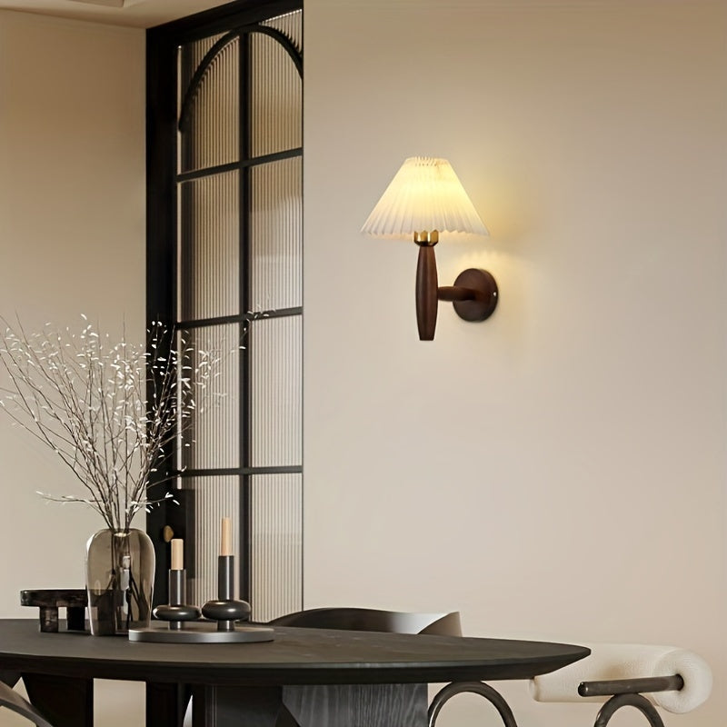 Nordic Wooden Pleated Wall Sconce