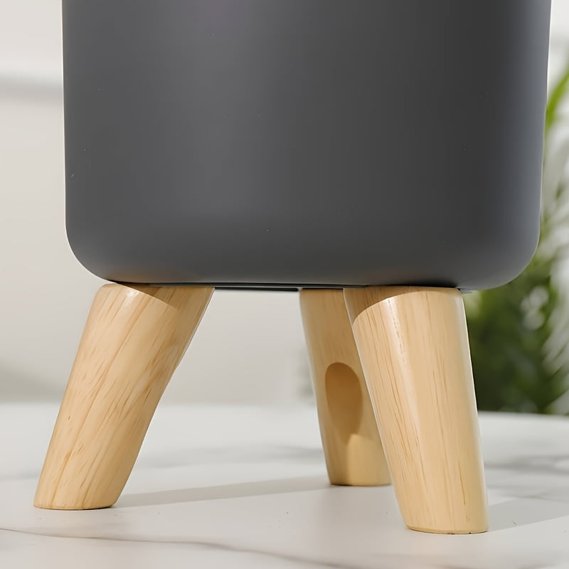 Modern Round Planter with Wooden Tripod Legs