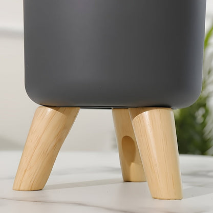 Modern Round Planter with Wooden Tripod Legs