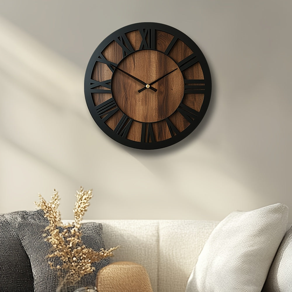 Vintage Wooden Roman Numeral Wall Clock