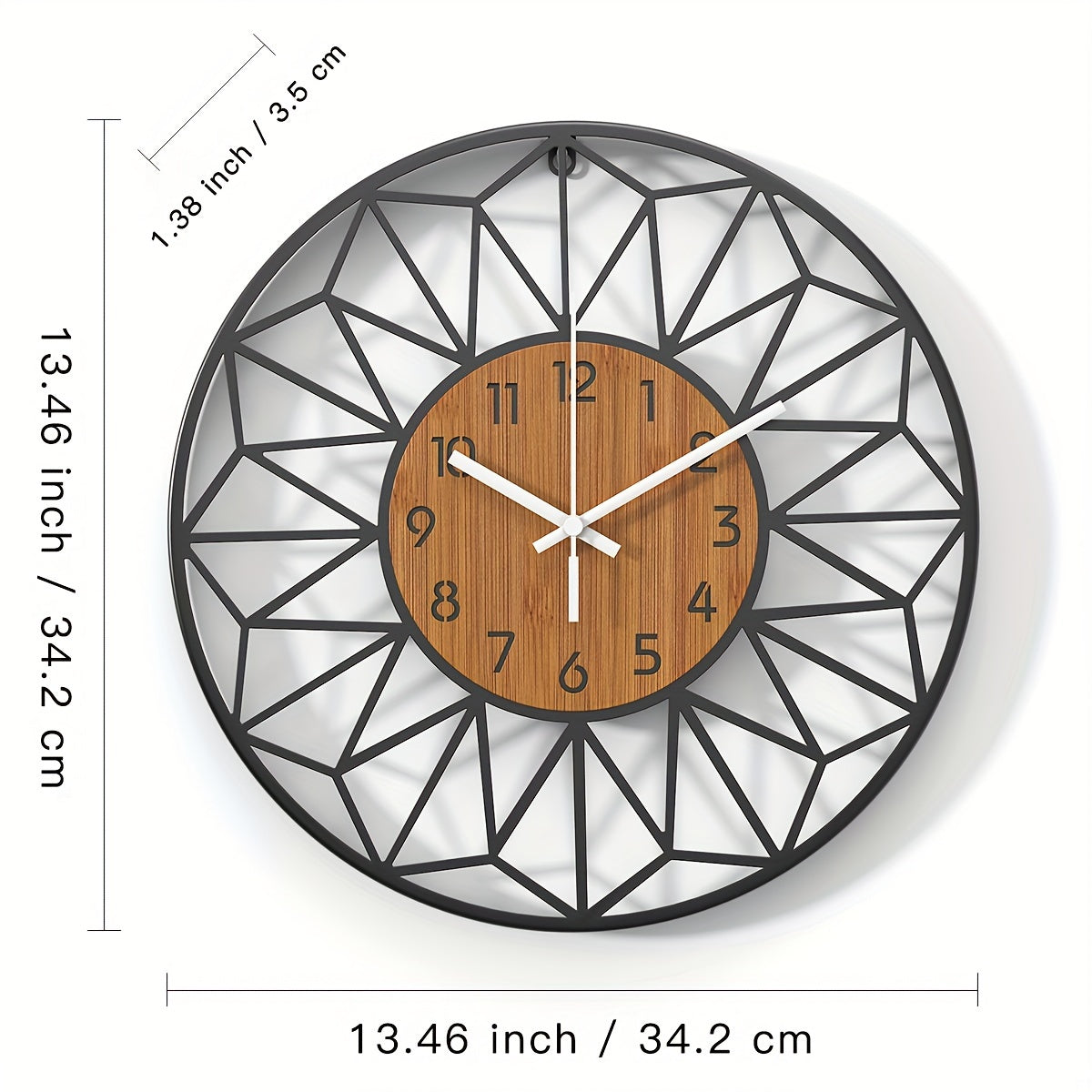 Metal & Wood Grain Silent Wall Clock
