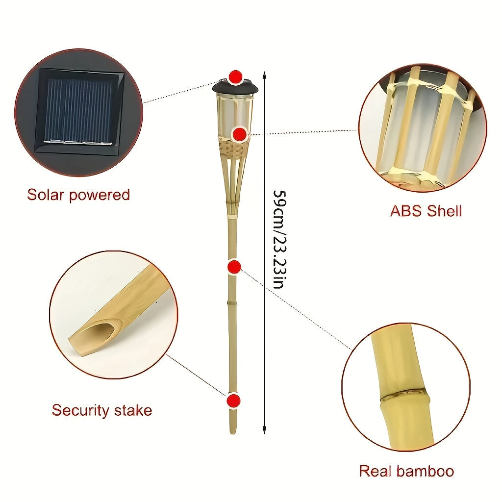 Solar Bamboo Flame Garden Lights, 2-Pack
