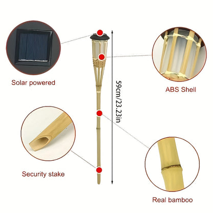 Solar Bamboo Flame Garden Lights, 2-Pack