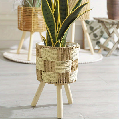 Bohemian Woven Bamboo Planter Stand