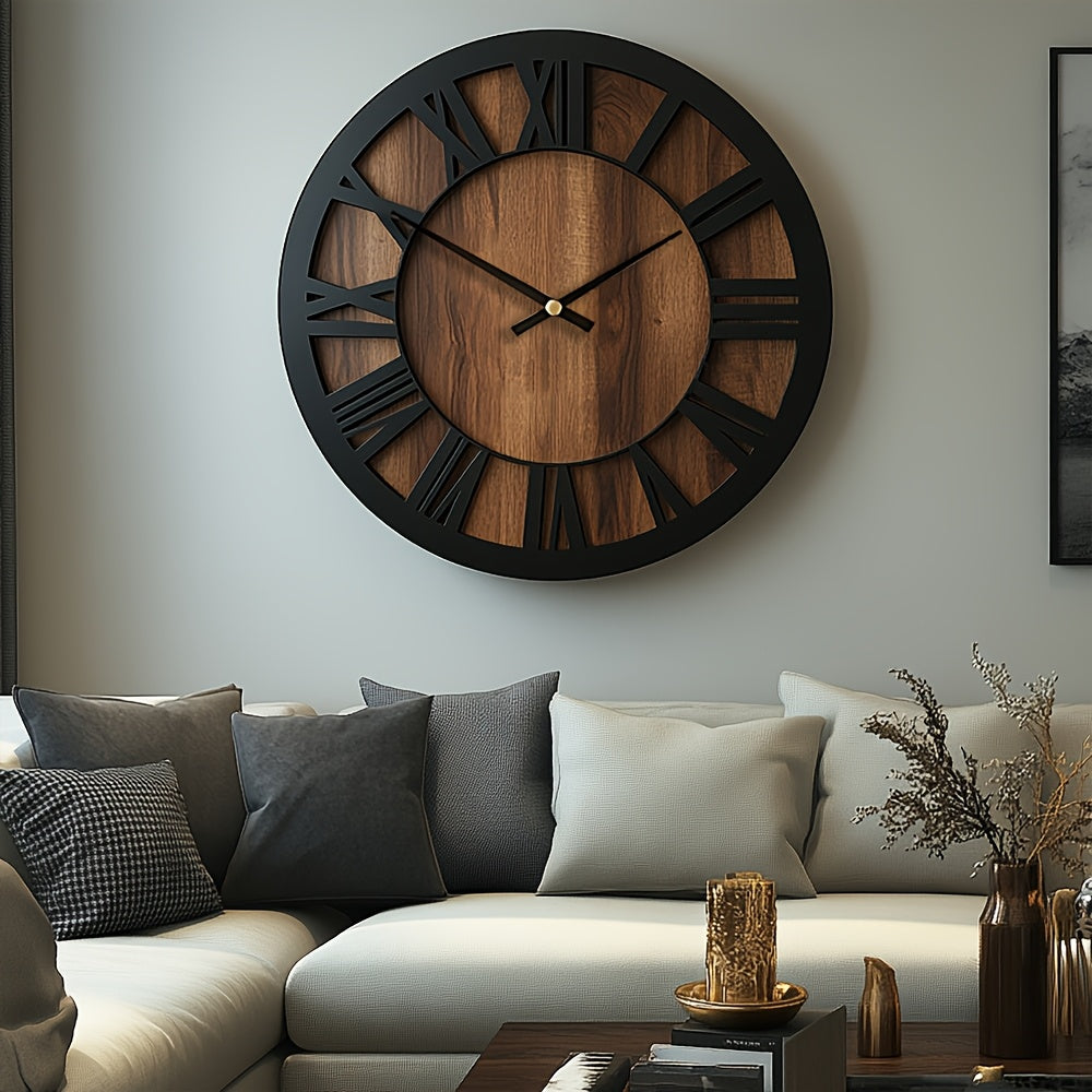Vintage Wooden Roman Numeral Wall Clock