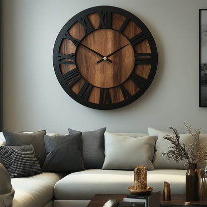 Vintage Wooden Roman Numeral Wall Clock