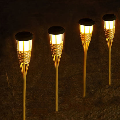 Solar Bamboo Flame Garden Lights, 2-Pack