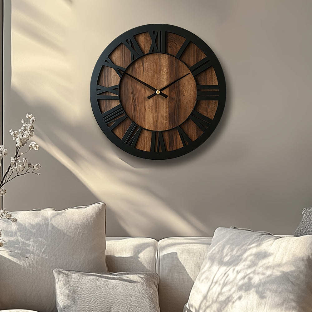 Vintage Wooden Roman Numeral Wall Clock