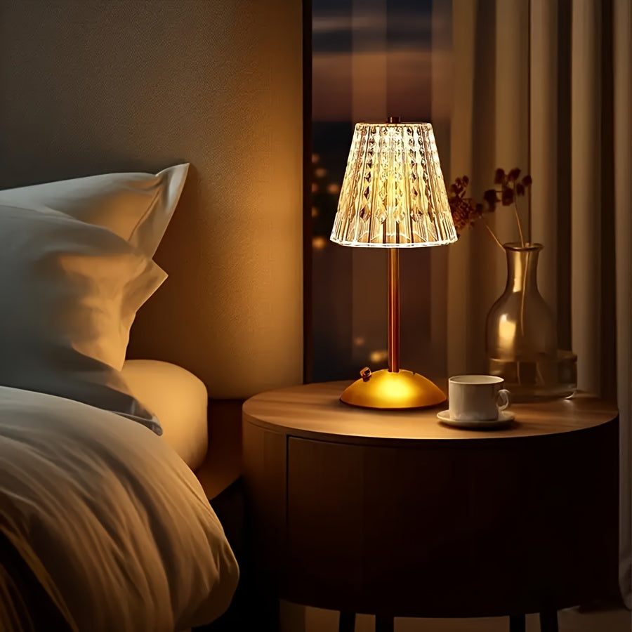 Faceted Crystal-Effect Touch Table Lamp