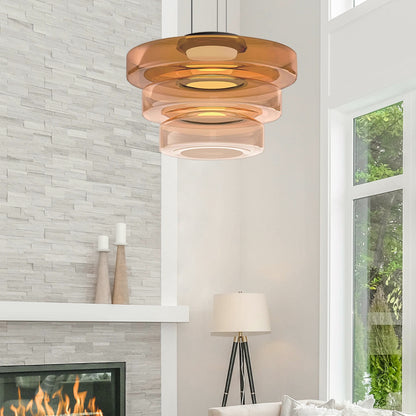 Bauhaus Tiered Glass LED Pendant