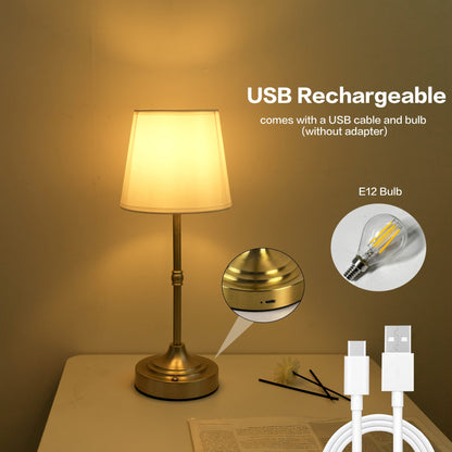 Dimmable Cordless Fabric Shade Table Lamp