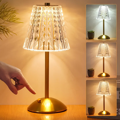 Faceted Crystal-Effect Touch Table Lamp