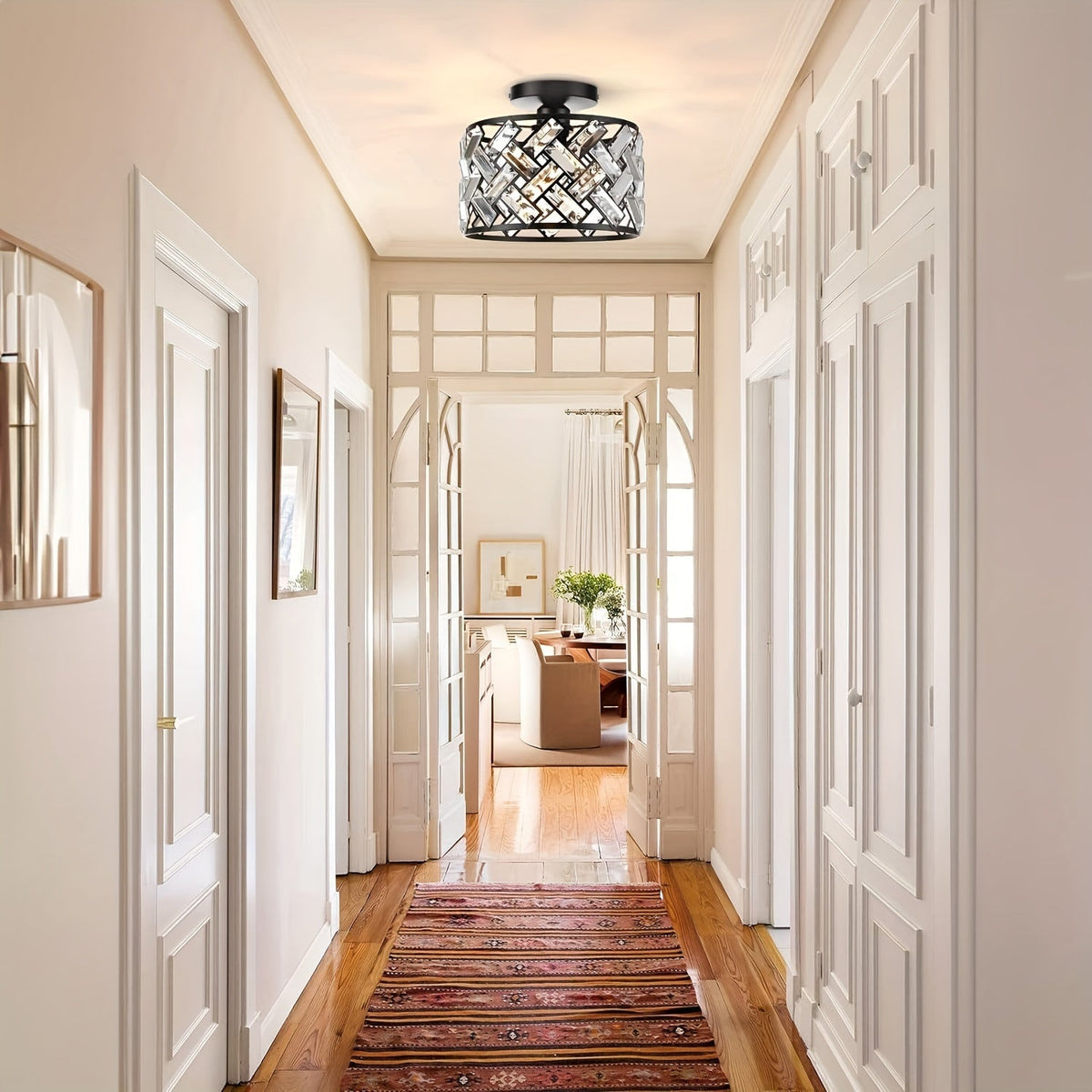 Crystal Semi Flush Mount Ceiling Light