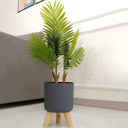 Modern Round Planter with Wooden Tripod Legs