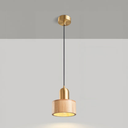 Japanese Walnut & Brass Cylinder Pendant
