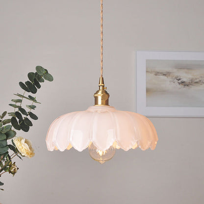Vintage Blumen-Glaspendelleuchte