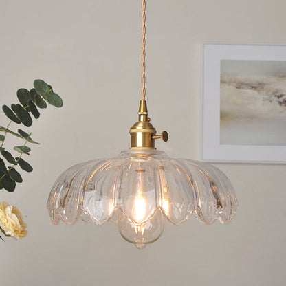 Vintage Blumen-Glaspendelleuchte